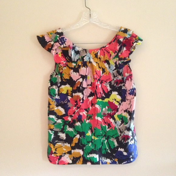 J. Crew Tops - J. Crew Abstract Print Silk Ruffled Blouse